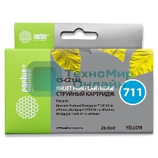 Картридж струйный Cactus CS-CZ132 №711 желтый (26 мл) для HP DesignJet T120/T520