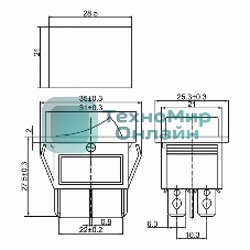 Выключатель клавишный Rexant 250V 15А (6с) ON-ON красный с подсветкой