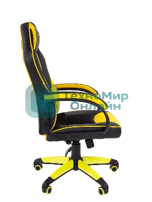 Кресло игровое Chairman game 17 экопремиум, черный/желтый