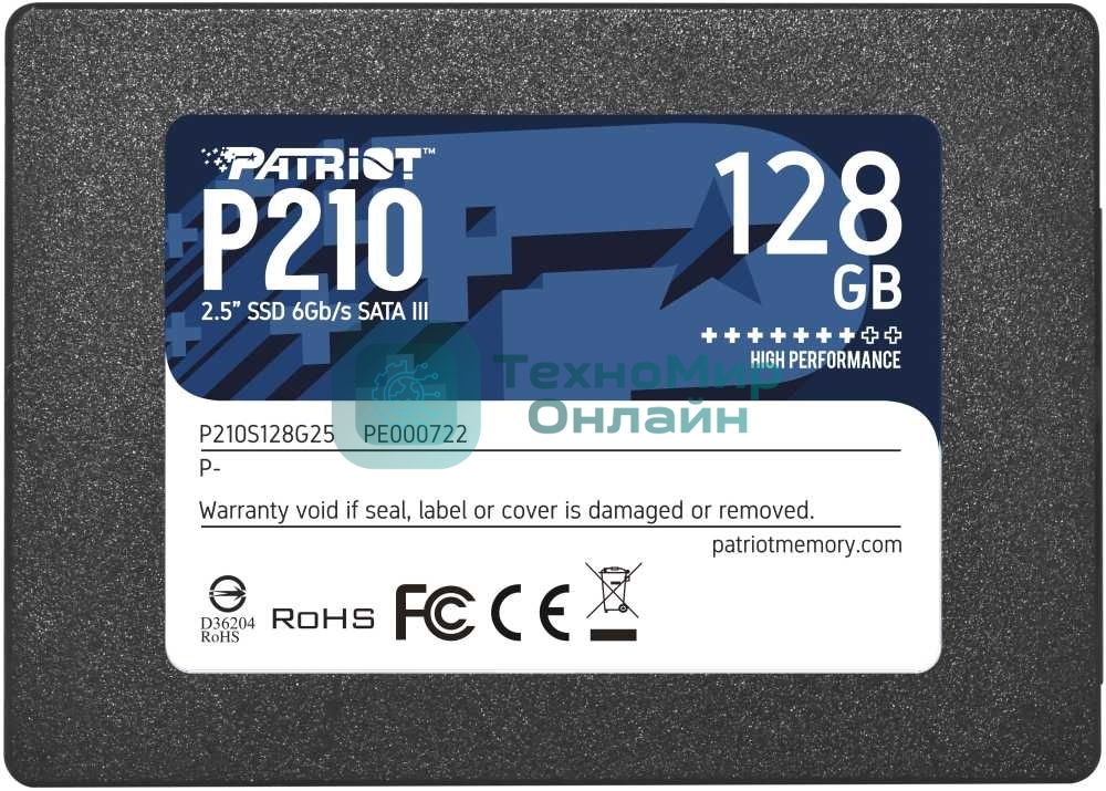 Накопитель SSD Patriot P210, 128Gb, SATA III, 2.5