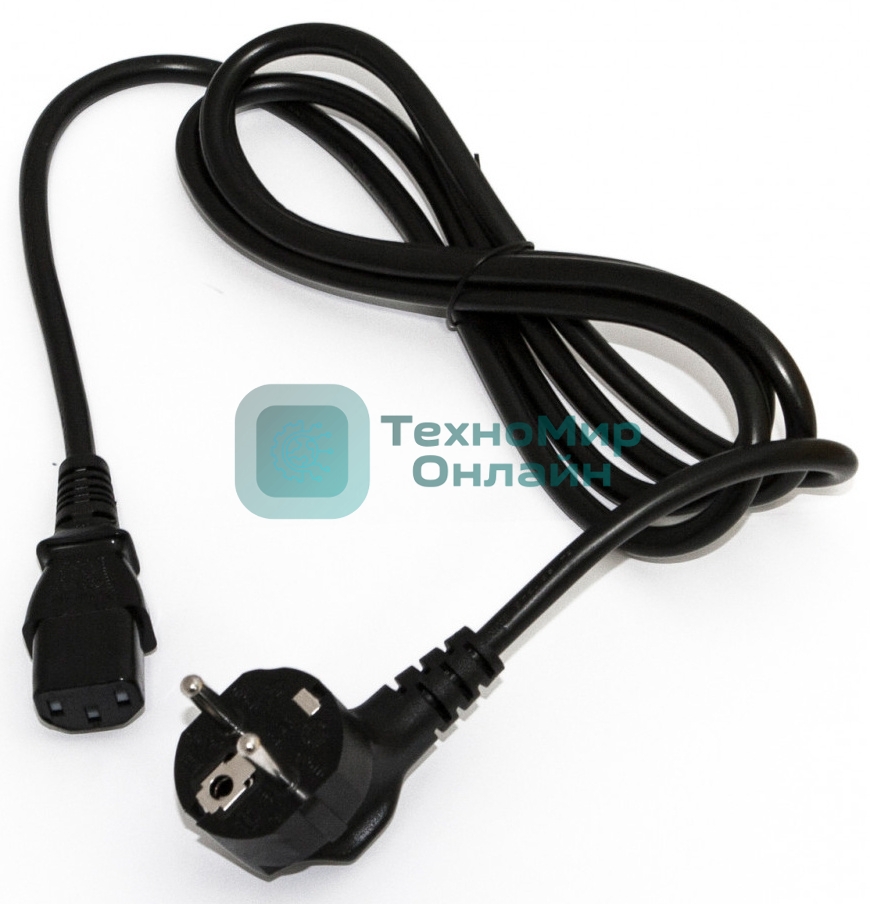 Кабель питания компьютера Hyperline PWC-IEC13-SHM-10-BK (Shucko+C13) (3x1.00), 10A, угловая вилка, 10 м 