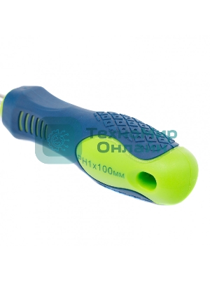 Отвертка Сибртех, PH1 х 100 мм, CrV, двухкомпонентная рукоятка