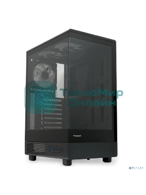 Компьютерный корпус HSPD F510, Panoramic Mid Tower, черный, TG, 0.5 SPCC, 3x120мм ARGb ATX, mATX, mITX 180/280/160мм 1x2.5