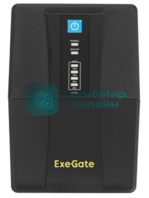 Источник бесперебойного питания ExeGate Power NB-650.LED.AVR.4C13 (650VA/390W, LED, AVR, 4*C13, батарея 12V 7Ah, черный)