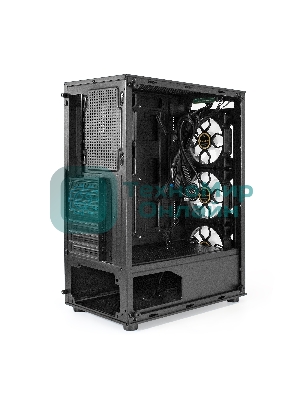 Компьютерный корпус Miditower ExeGate i3 BASE (ATX, без БП, с окном, 1*USB+1*USB 3.0, аудио, 4 вент. 12см с RGb подсветкой)