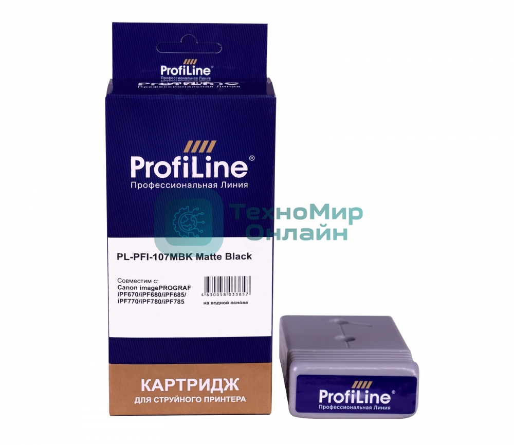 Картридж струйный ProfiLine PL-PFI-107MBK для принтеров Canon IPF670/IPF680/IPF685/IPF770/IPF780/IPF785 с чернилами Matte Black