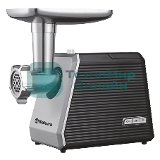 Мясорубка электрическая Sakura SA-6424BK черный, 2000 Вт, 3.5 кг/мин, реверс, защита от перегрузки, насадки - 4