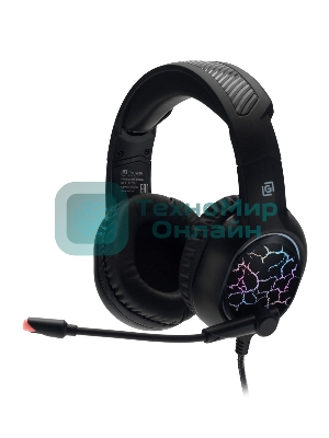 Гарнитура Oklick HS-L930G чёрный/синий, проводная, USB, подсветка