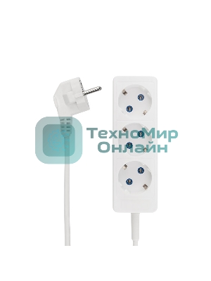 Удлинитель PROconnect 3 гнезда, 10 м, 3х0.75 мм², с/з, белый