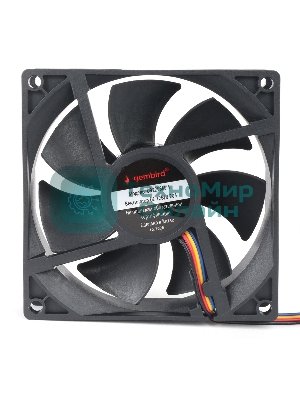Вентилятор для корпуса Gembird черный, 92 мм, 2500 об/мин, 32.7 дБ, 4 pin