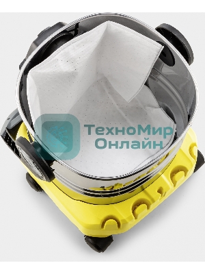 Строительный пылесос Karcher WD 5 S V-25/5/22 желтый, 1100 Вт, уборка сухая/сбор воды, пылесборник мешок/контейнер, 25 л