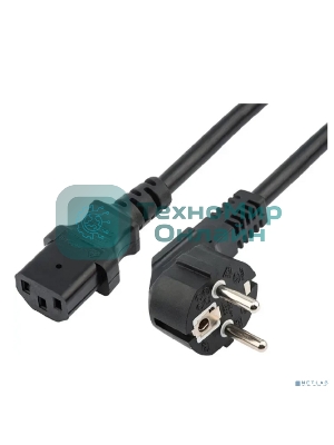 Шнур сетевой Rexant евровилка угловая - евроразъем С13, кабель 3x1,5 мм², длина 0,5 м., черный (PVC пакет)