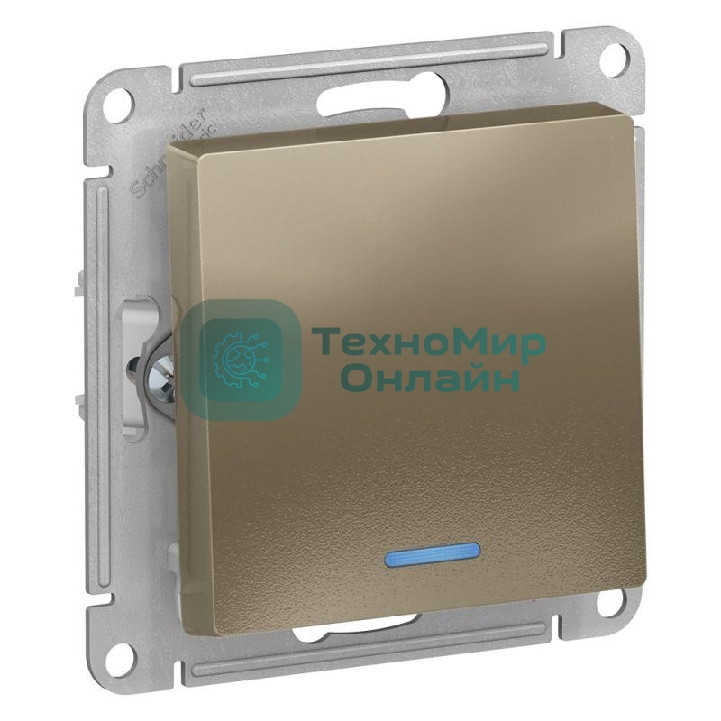Механизм выключателя 1-кл. AtlasDesign с подсветкой (сх.1а) 10АХ шампань SchE ATN000513