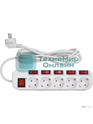 Сетевой фильтр Buro 500SH-3-SW-W 3 м, 5 розеток, белый, коробка