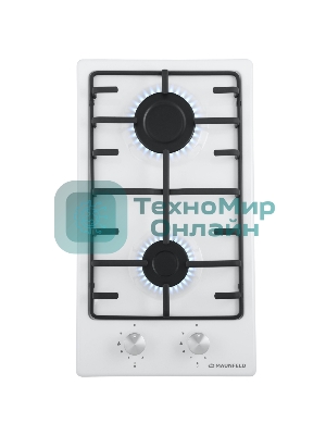 Газовая варочная панель Maunfeld EGHE.32.3EW/G, 2 конфорки, эмалированная сталь, белый