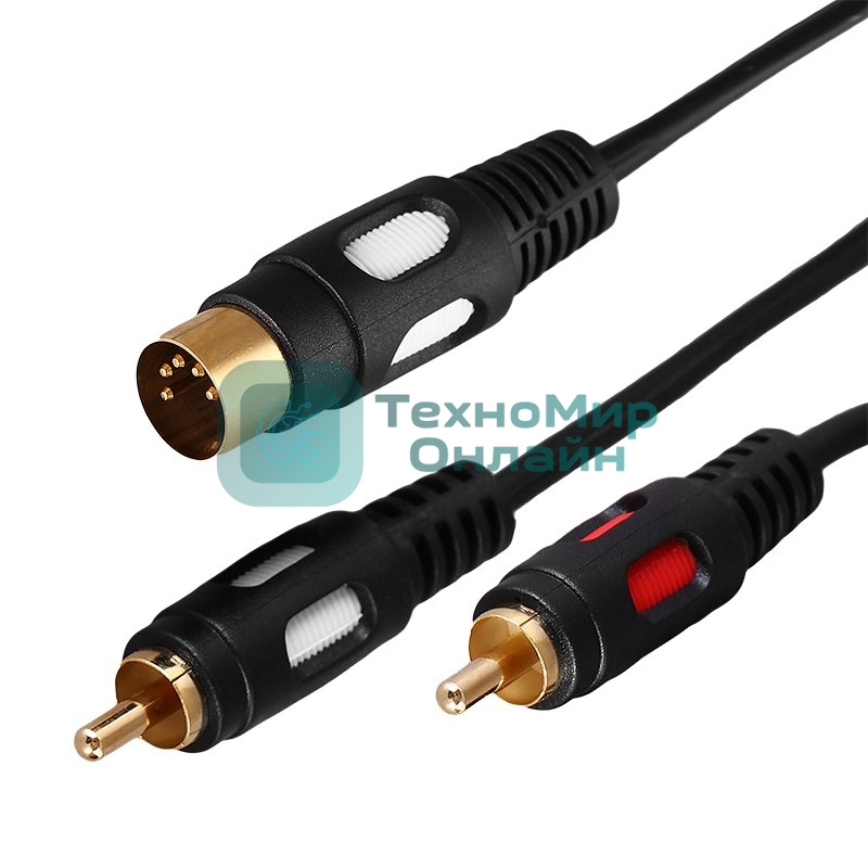 Шнур Rexant DIN 5 Pin - 2 RCA, длина 1,5 метра (GOLD)