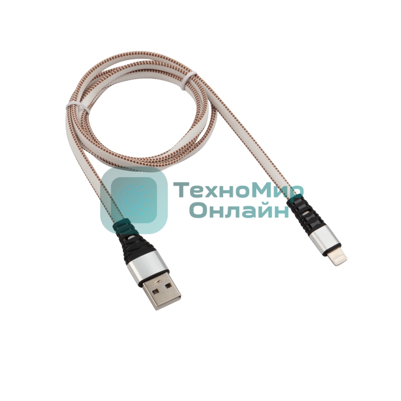 Кабель Rexant USB-Lightning 2.4 A, 1 м, белая нейлоновая оплетка