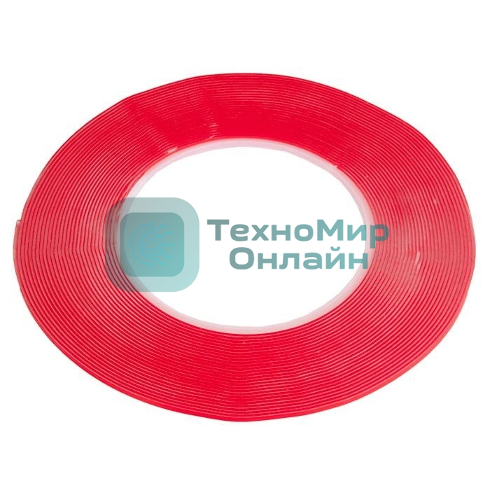 Скотч двусторонний прозрачный 3M 865373 с красной защитной лентой толщина 1мм, ширина 2мм длина 10м