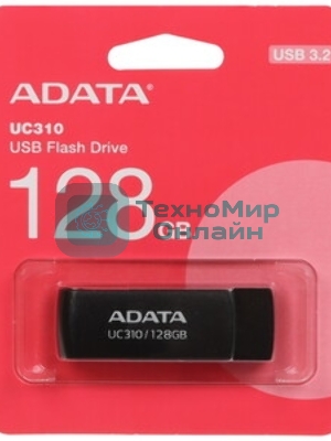 Флешка USB ADATA UC310 (UC310-128G-RBK), 128Gb, USB 3.2 Gen 1, R/W 100/30, черный