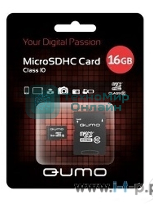 Флеш карта QUMO QM16GMICSDHC10U1 16Gb MicroSDHC Class 10 UHS-I, SD adapter