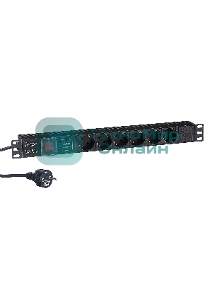 Блок розеток горизонтальный ExeGate ServerPro PDU-19H608 Al-6S-EU2-SW-SPD1, 19