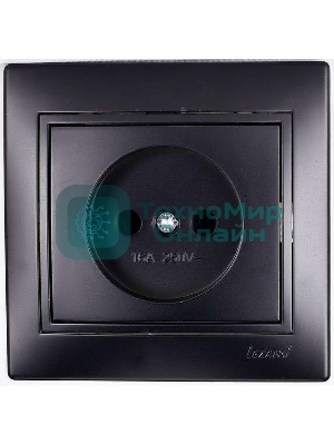 Розетка 1-м СП Мира 16А IP20 без заземл. со вставкой керамика черный бархат LEZARD 701-4242-121