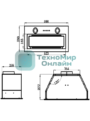 Вытяжка встраиваемая Maunfeld Trapeze 602M нержавеющая сталь, 60 см, 1150 куб. м/ч, 54 дБ