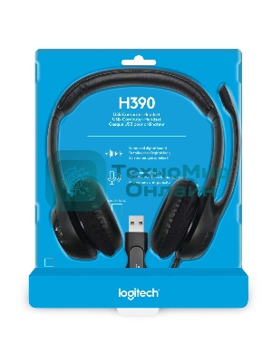 Гарнитура Logitech H390 чёрный, проводная, USB