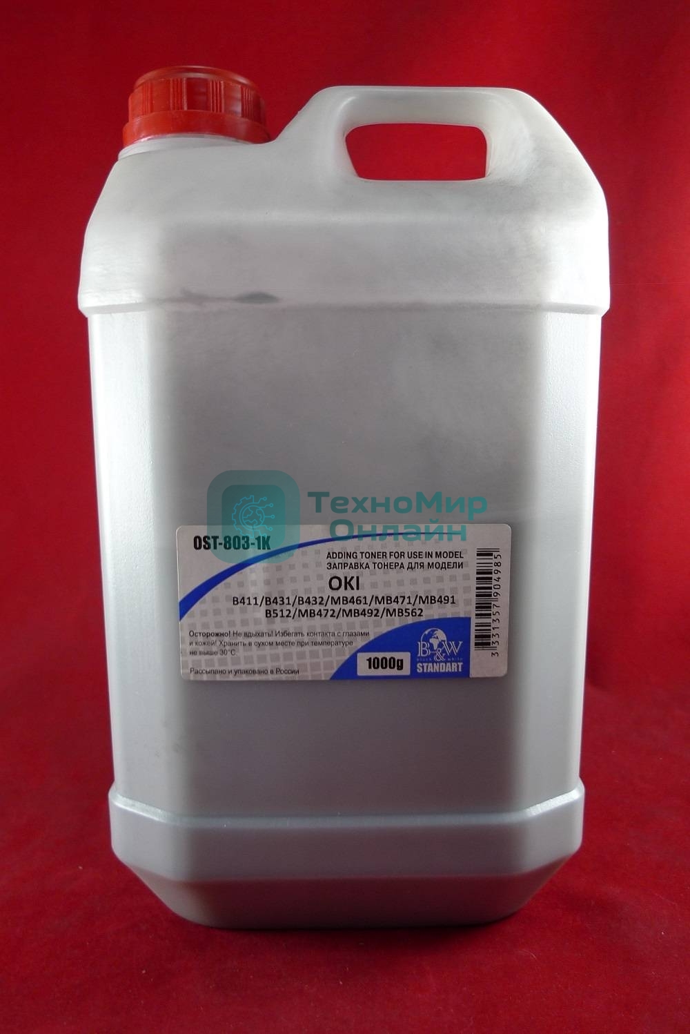 Тонер OKI B411/B431/B432/MB461/MB471/MB491/B512/MB472/MB492/MB562 Black (кан. 1кг) B&W Standart фас. Россия