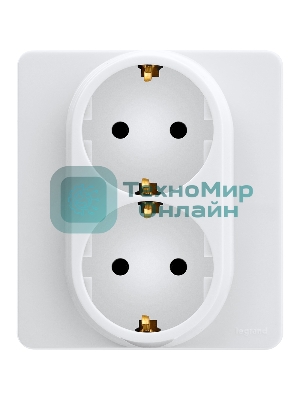 Розетка 2 x 2К+З немецкий стандарт 16А 250 В белый
