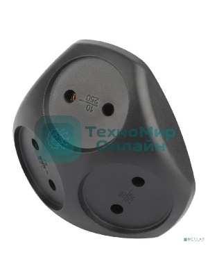 Разветвитель электрический ЭРА SPx-3-B на 3 розетки без заземл. 10А черный