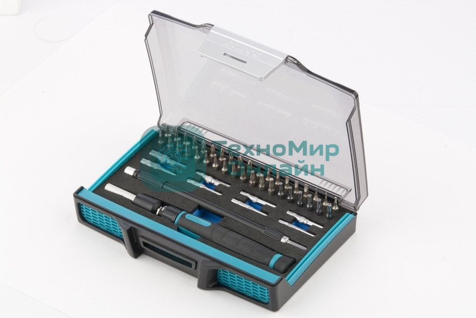 Отвертка Gross 11599 с набором бит и торцевых головок для точных работ гибкий привод. 48 штук crmo