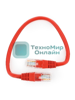 Патч-корд UTP Cablexpert cat.5e, 0.25м, литой, многожильный, красный