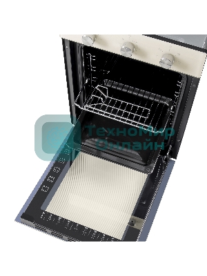 Шкаф духовой электрический Maunfeld EOEC516BG, встраиваемый, 51л, дверца с 2 стеклами, бежевый