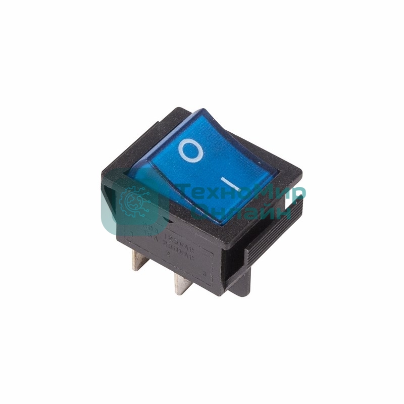 Выключатель клавишный Rexant 250V 16А (4с) ON-OFF синий с подсветкой