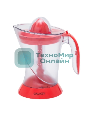 Соковыжималка Galaxy GL 0852 красный/прозрачный, цитрусовая, 50 Вт, 1000 мл, механическое