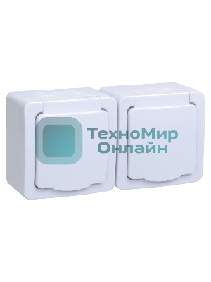 Розетка двухместная с з/к с крышкой для открытой установки РСб22-3-ГПБб IP54 серия 