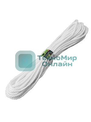 Шнур вязаный полипропиленовый Сибртех с сердечником, 7 мм, L20 м, 320 кгс, белый