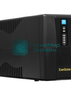 Источник бесперебойного питания ExeGate Power NB-850.LED.AVR.4C13 (850VA/510W, LED, AVR, 4*C13, батарея 12V 9Ah, черный)