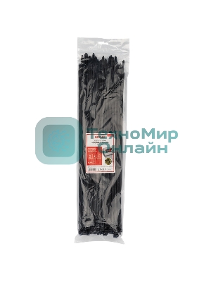 Хомут-стяжкa нейлоновая с тройным замком Rexant 500x7,6 мм, черная, упаковка 100 шт.