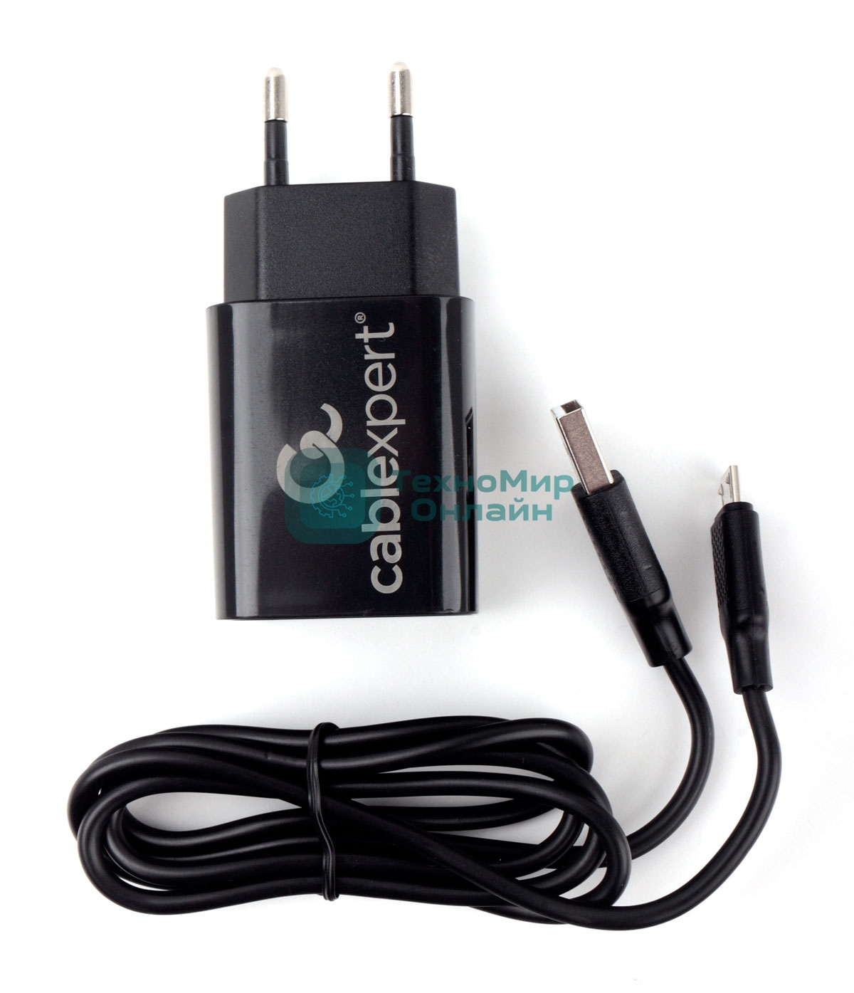 Сетевое зарядное устройство Cablexpert MP3A-PC-35 USB 2 порта, 2.4A, черный + кабель 1м micro