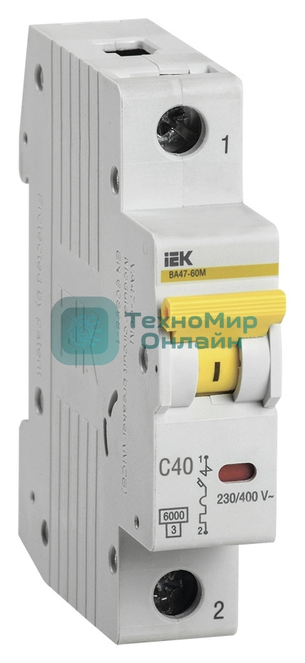 Выключатель автоматический модульный 1п C 40А 6кА ВА47-60M IEK MVA31-1-040-C