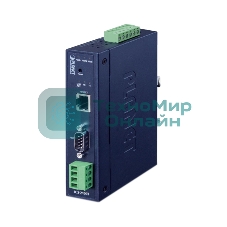 Конвертер PLANET ICS-2100T IP30 Industrial 1-Port RS232/RS422/RS485 Serial Device Server (1 x 10/100BASE-TX, -40~75 degrees C, dual 9~48V DC, Web, Telnet and SNMP management)