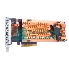 Плата расширения QNAP QM2-4P-384 Quad M.2 PCIe NVMe SSD expansion card; supports up to four M.2 2280 formfactor M.2 PCIe (Gen3 x4) SSDs; PCIe Gen3 x8 host interface; Low-profile bracket pre-loaded, Low-profile flat and Full-height are bundled