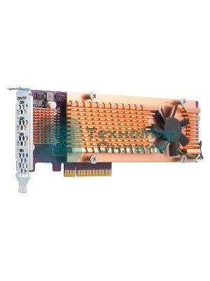 Плата расширения QNAP QM2-4P-384 Quad M.2 PCIe NVMe SSD expansion card; supports up to four M.2 2280 formfactor M.2 PCIe (Gen3 x4) SSDs; PCIe Gen3 x8 host interface; Low-profile bracket pre-loaded, Low-profile flat and Full-height are bundled