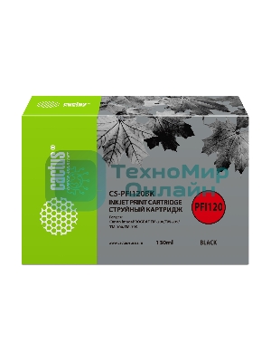 Картридж струйный Cactus CS-PFI120BK черный (130мл) для Canon imagePROGRAF TM-200/TM-205/TM-300/TM-305