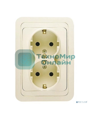 Розетка Makel 2-м СП Mimoza 16А IP20 с заземл. крем/крем