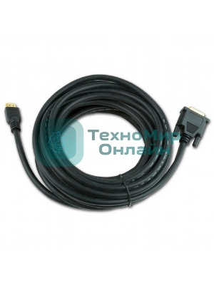 Кабель HDMI-DVI Cablexpert CC-HDMI-DVI-15, 19M/19M, single link, медь, позол.разъемы, экран, 4.5м, черный, пакет