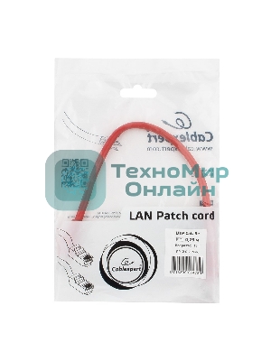 Патч-корд UTP Cablexpert cat.5e, 0.25м, литой, многожильный, красный