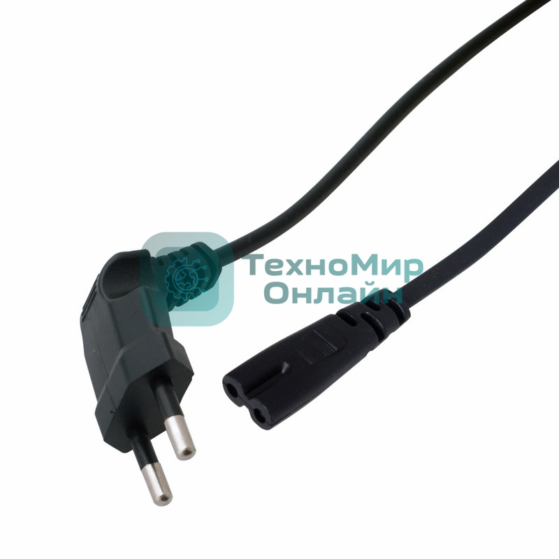 Шнур сетевой Rexant вилка угловая - евроразъем С7, кабель 2x0,75 мм², длина 1,5 м. (PVC пакет)